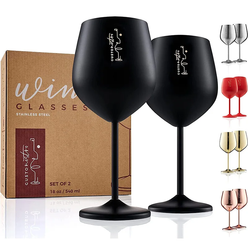 Litex Customized Color Disposable Metal Aluminum Glass Drinking Wine Goblet Cup 500ml Recycle Aluminum Red Wine Glasses