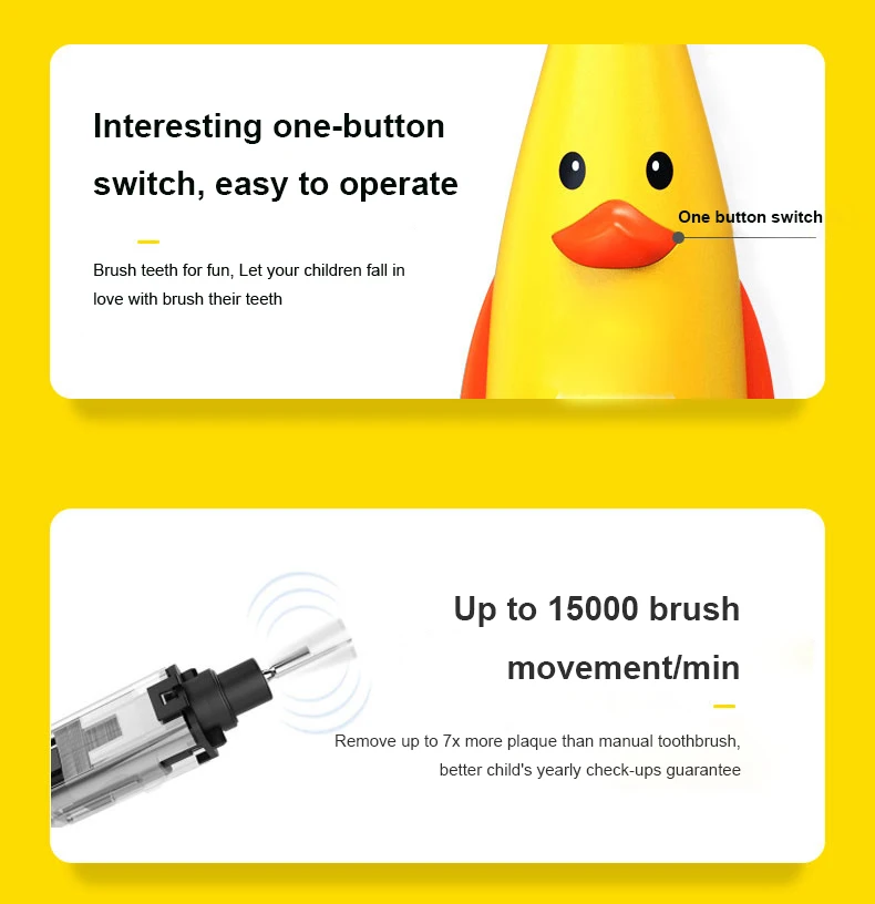  Mini Cartoon kids Electric Tooth Brush Portable USB Rechargeable Soft Bristle electric