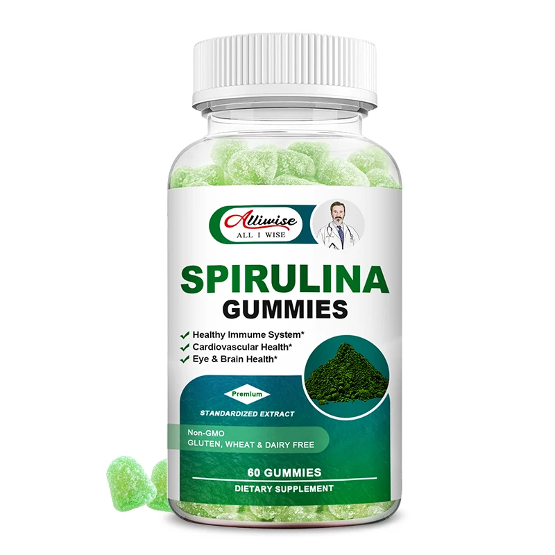 Alliwise OEM 60pcs Gastrointestinal Optimization Spirulina Gummies Promotes Digestion spirulina Gummies