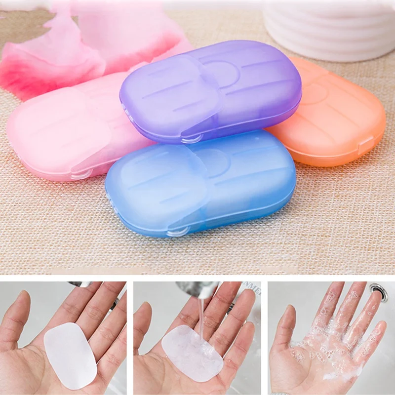 Wholesale 20pcs travel outdoor small container disposable portable bath paper soap