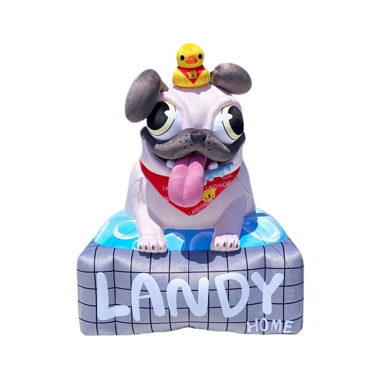 2m Events Customized Inflatable Cartoon Bulldog with Stage Funny Decorative Inflatable Cartoon Mascot