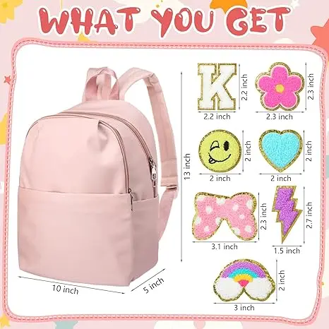 Preschool backpack for girls for children 2-5 years old, kindergarten primary school bag with cute patch, 13 inches tall