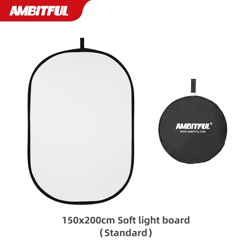 AMBITFUL 150 x 200cm 110cm Portable Oval Multi-Disc Transparent White Reflector Collapsible Studio Photo Diffuser