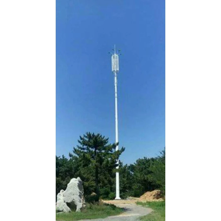 Hot Dip Galvanization Microwave Communication Pole Tower For Gsm With Antenna Monopole