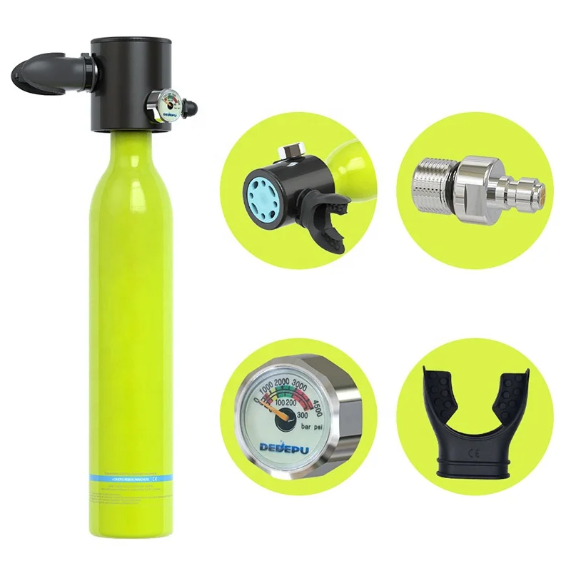 Inflatable Diving Cylinder 10-15 Minutes Portable 2* 0.5L Mini Scuba Diving Air Tank Reusable Oxygen Tank Diving With Mask