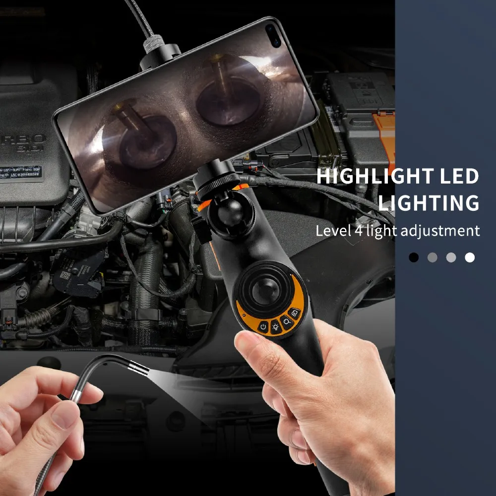 Mini Wifi USB Android Car Inspection Video Borescope Camera 360° Articulation Snake Camera Automotive Video Endoscope
