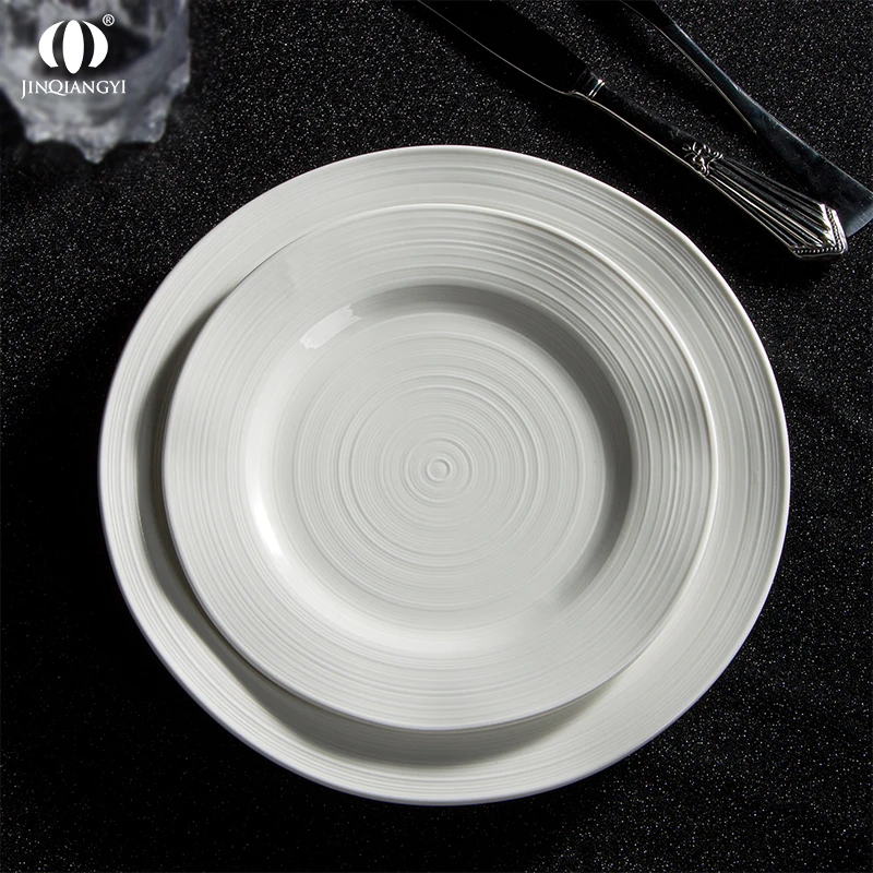 Catering White Ceramic Dinner Plates Set Porcelain Round Dishes Restaurant Serving Plates for Pizza Salad Pasta Appetizer Steak