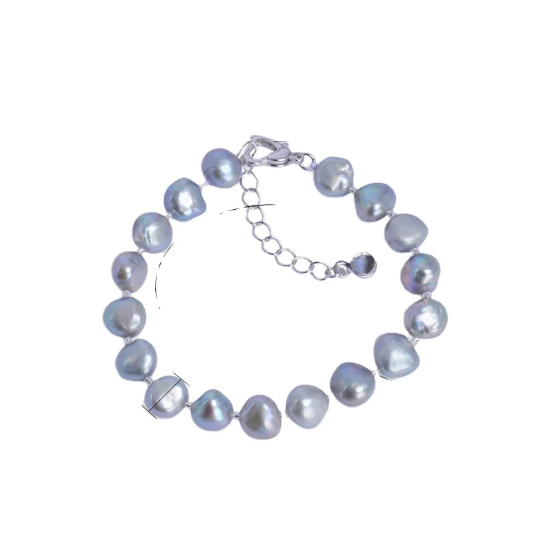 
irregular black natural pearl string chain bangle jewelry baroque pearl bracelet 