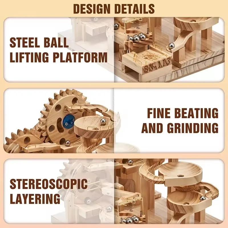 Maze Balls Assembling Kids Building Block Wood Marble Run Track STEM Toy Bricks Set 3D Wooden Track Educational Toys
