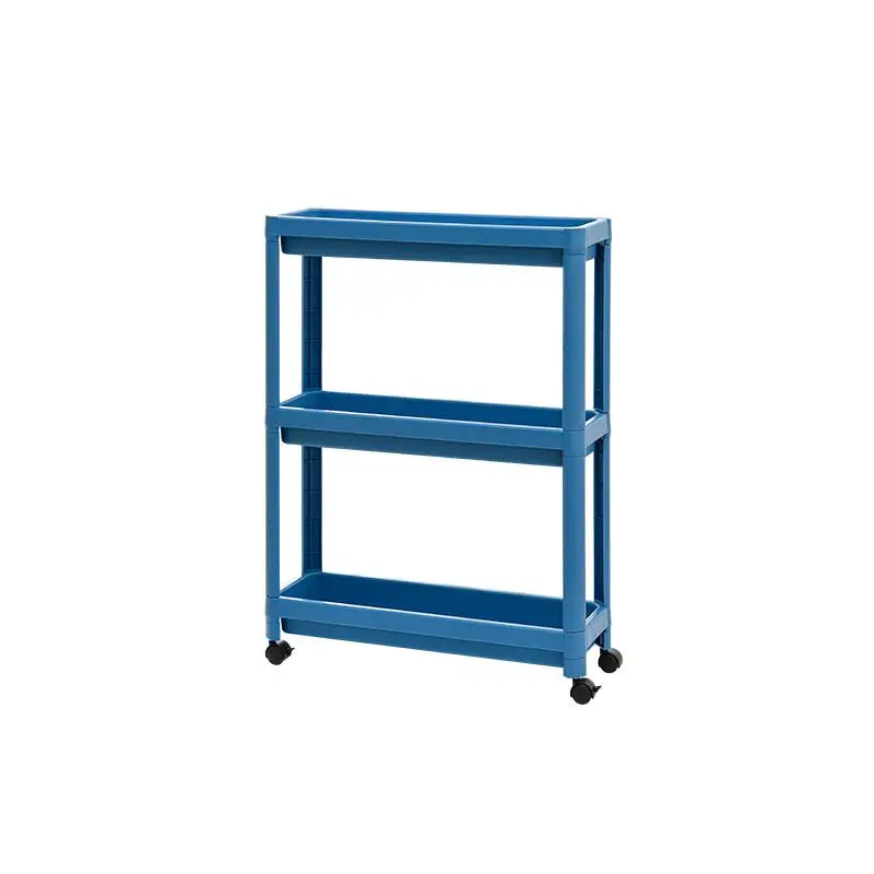 Floor Standing Multi-Layer Storage Rack Movable Trolley Kitchen Side Slit Clip Slot Shelf Bathroom Kitchen