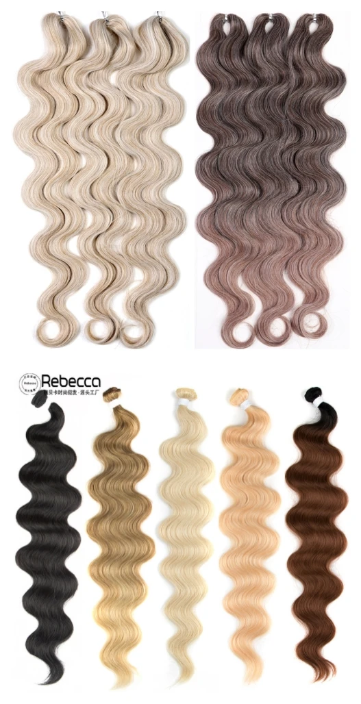 Wholesale High Quality Premium Fiber Heat Resistant Body Wave Ombre Blonde Braids Crochet Braiding Synthetic Hair Extensions