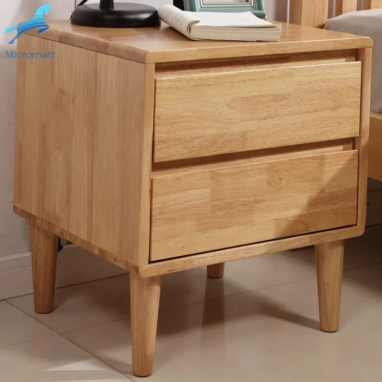 Factory Direct Supply Nordic Style Storable Wood Color Bedroom 2 drawers Solid Wood Nightstand