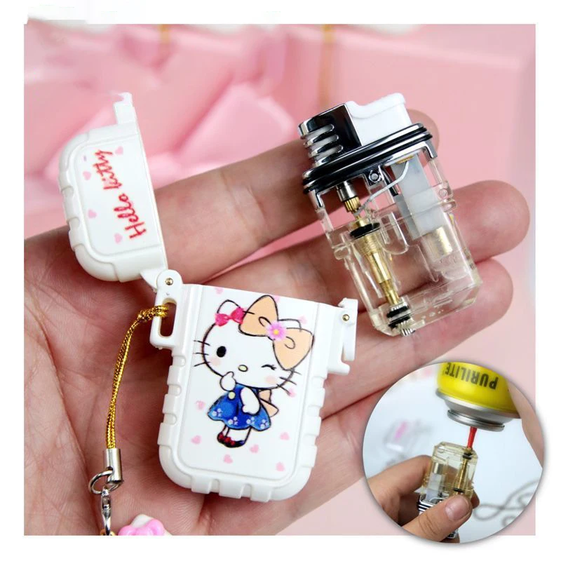Cute Pendant Cartoon Torch Lighter Pink Flame Waterproof Detachable Lighter