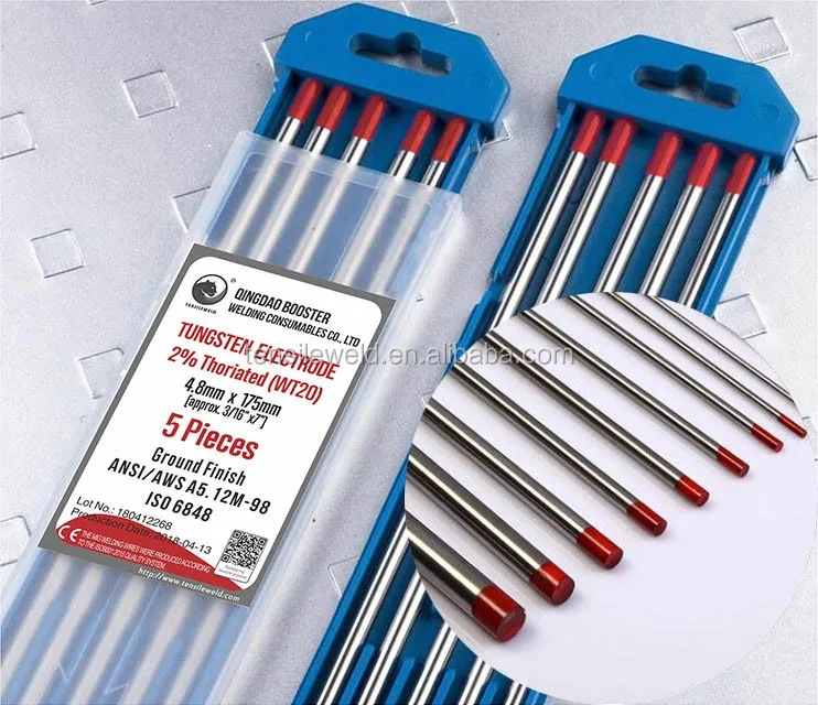 WT20 Tungsten electrode for Tig welding Rod 1.6mm 2.4mm 3.2mm Red Pink Yellow Blue Green 150mm 175mm