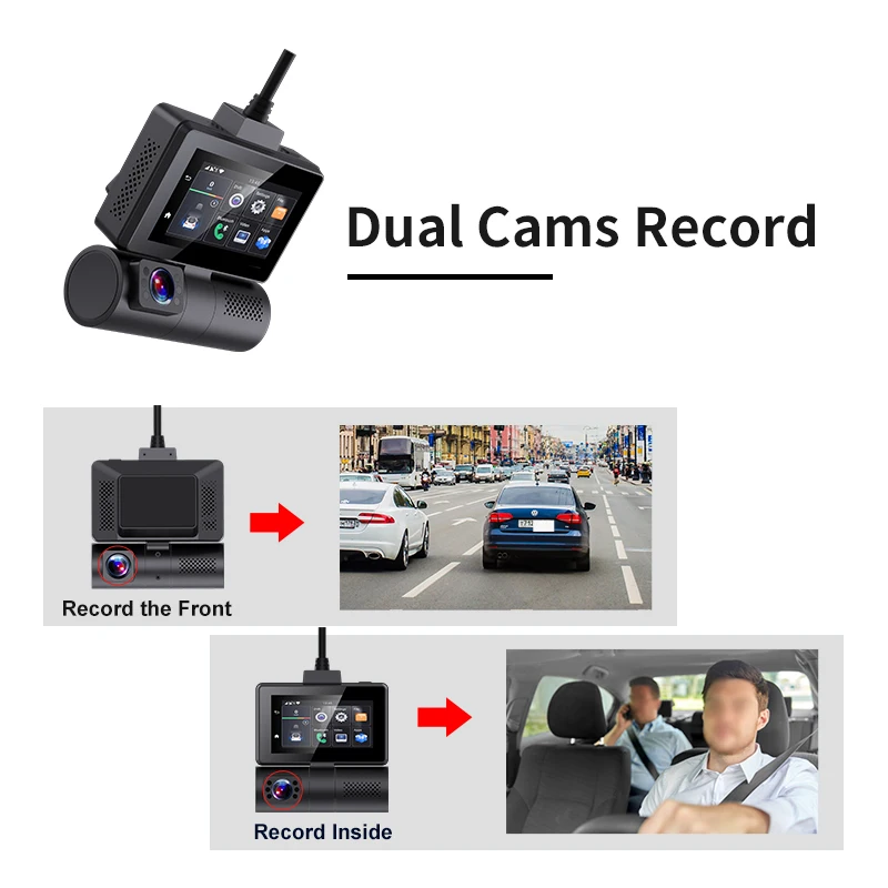 3-дюймовый видеорегистратор android 10 2 + 32g 4g с Wi-Fi и gps-трекинг adas fit cmsv6 поддержкой прямой трансляции на телефон автомобильная камера