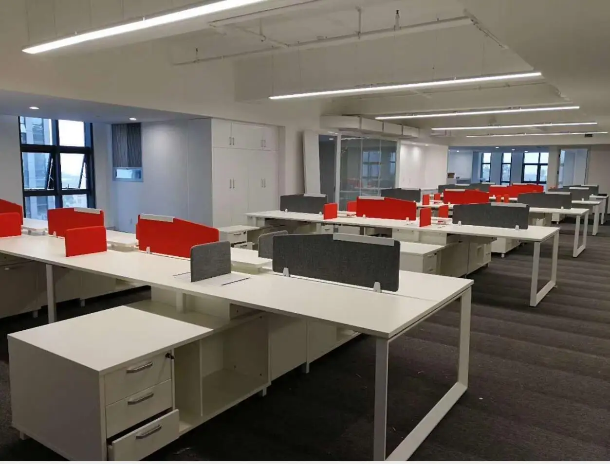 Metal frame laminate desktop double side computer workstation high end modern style office desk