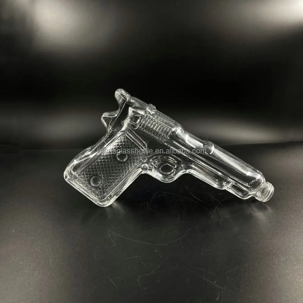 JINGNA Recyclable ak47 gun shape customized  220ml 500ml wine bottle whisky brandy vodka glass bottle