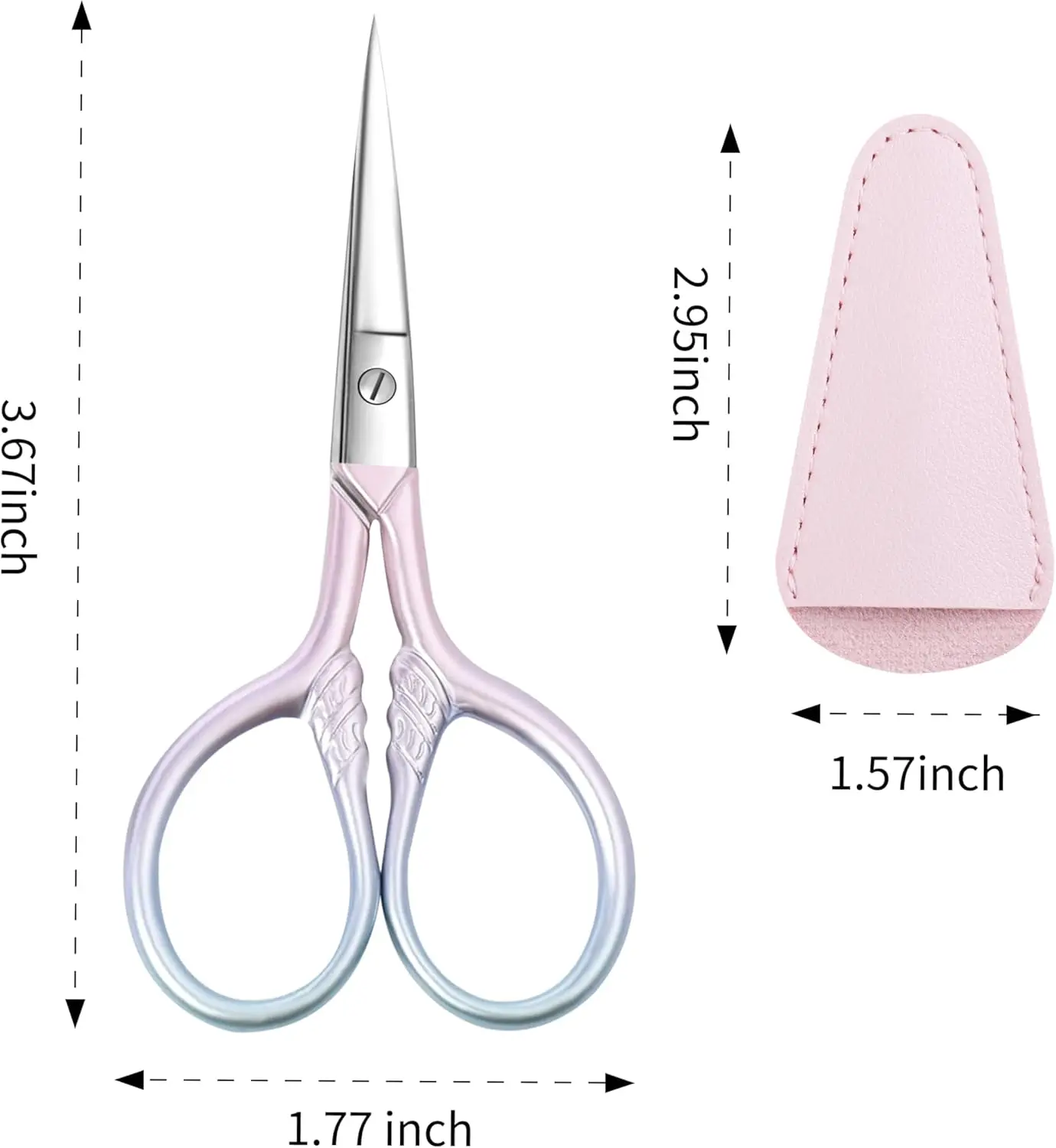 Eyebrow Scissors for Women Professional Grooming Mini Scissors with Stainless Steel Straight Tip 3.5 Inch Pink