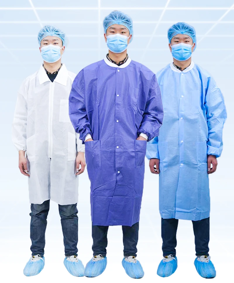 Free Sample waterproof protective workwear esd smock dustproof antistatic long sleeve cleanroom lab gown