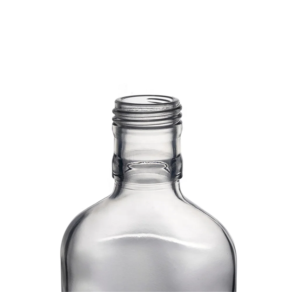 Berlin Packaging Transparent Flat Hip Whiskey Bottle Wholesale Sizes Custom Empty Packing Flask Glass Vodka Juice Bottle