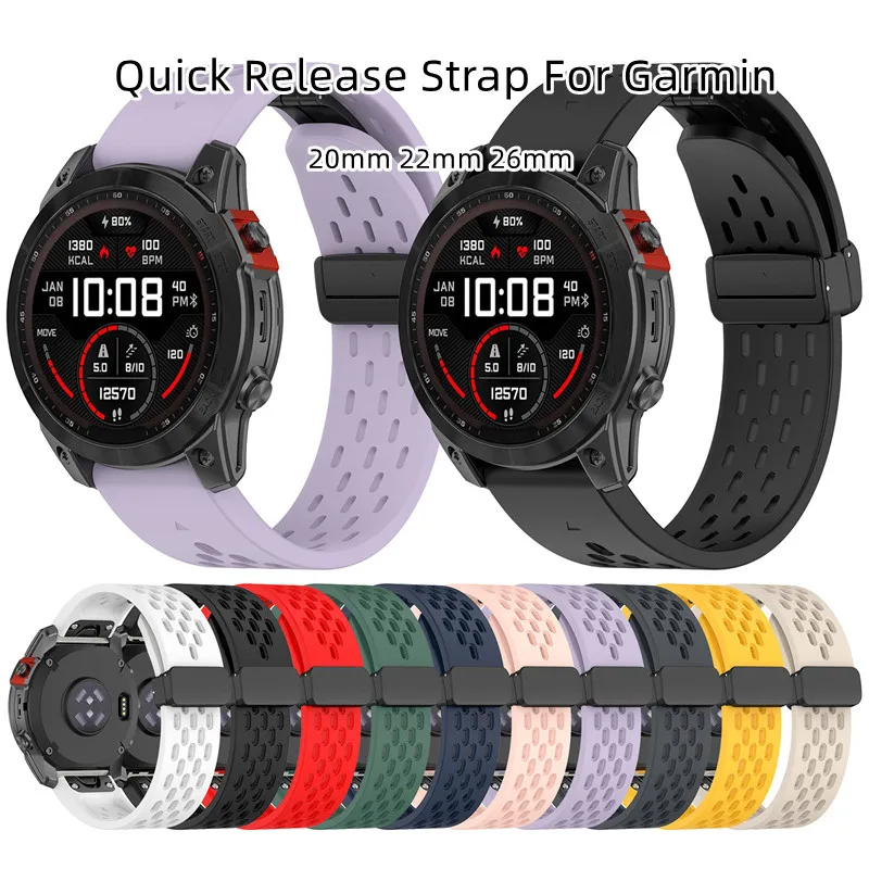 22 26 20 MM Silicone Wristband Smartwatch Magnetic Quick Release Sport Watch Strap for Garmin Descent Mk3 51mm Mk3i Mk2i Mk2