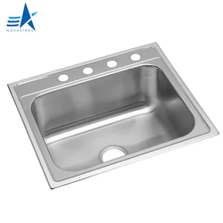 Modern Style 22 Gauge Stainless Steel 304 Kitchen Single Bowl Topmount Sink With Faucet