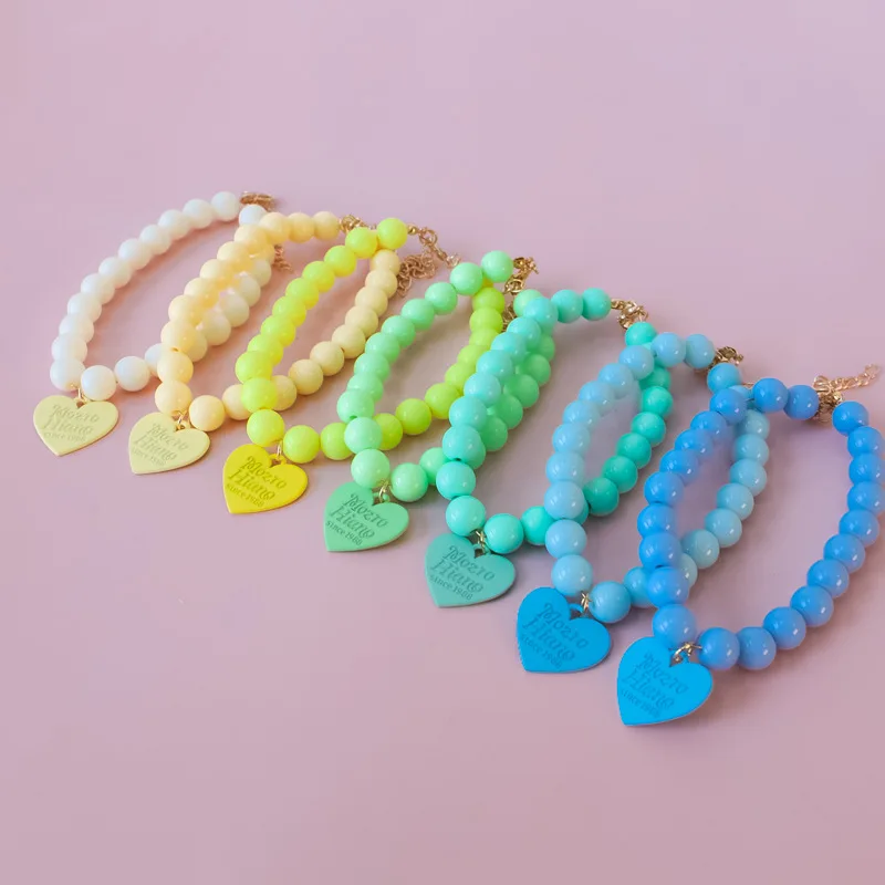 Wholesale Macaron Color Sweet Pearl Necklace Pet Apparel Accessories for Dogs and Cats