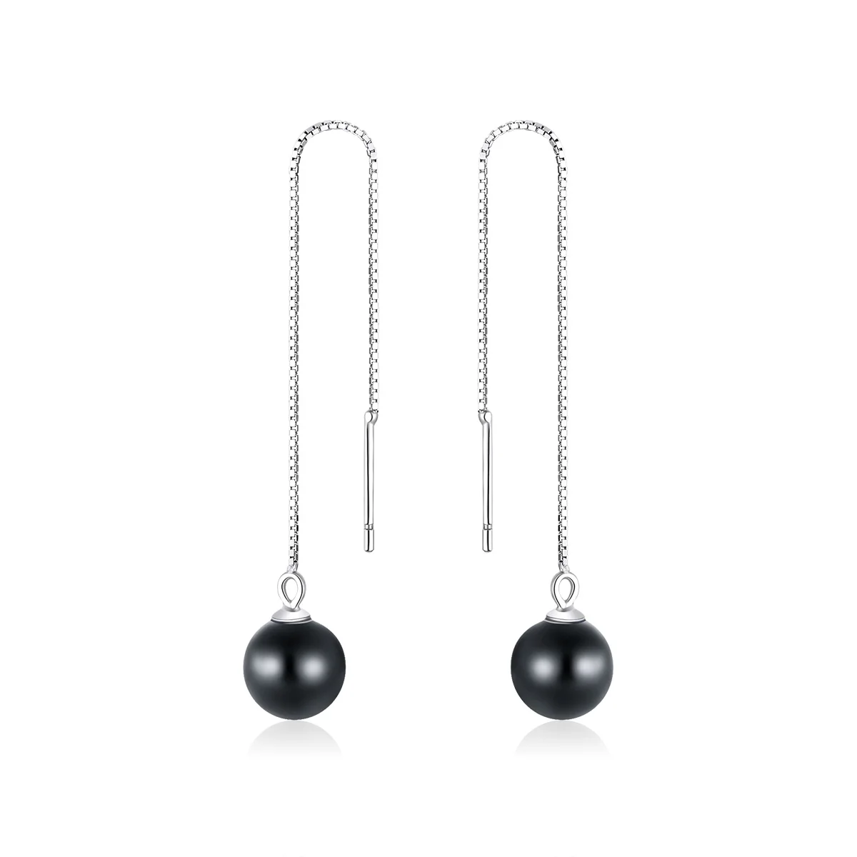 NEW 925 Sterling Silver Long Tassel Ear Cords Simple Shell Pearl Line Drop Earrings For Women Fashion Silver Jewelry SCE878