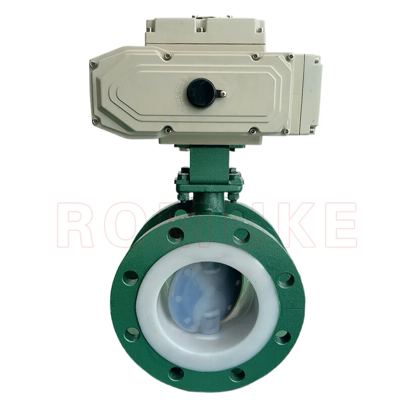 Cast steel lined PTFE PFA electric flange centerline soft sealing butterfly valve