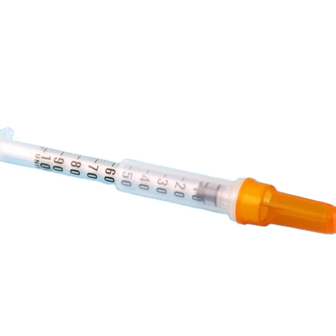 Blister Pack U100 Safety Syringe Disposable Sterile Bd 0.5cc 0.5ml 1 Ml Red and Orange with Needle 29g 6mm Medical