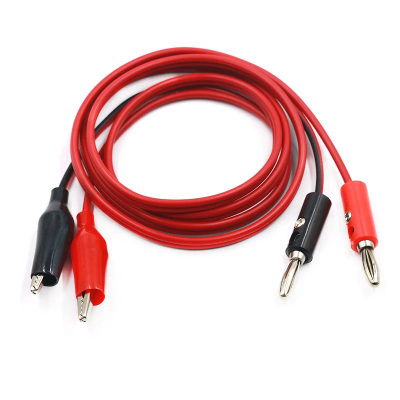 
4MM Dual Alligator Clip to Banana Connector Oscilloscope Test Probe Cable 1M 3FT Red Black 