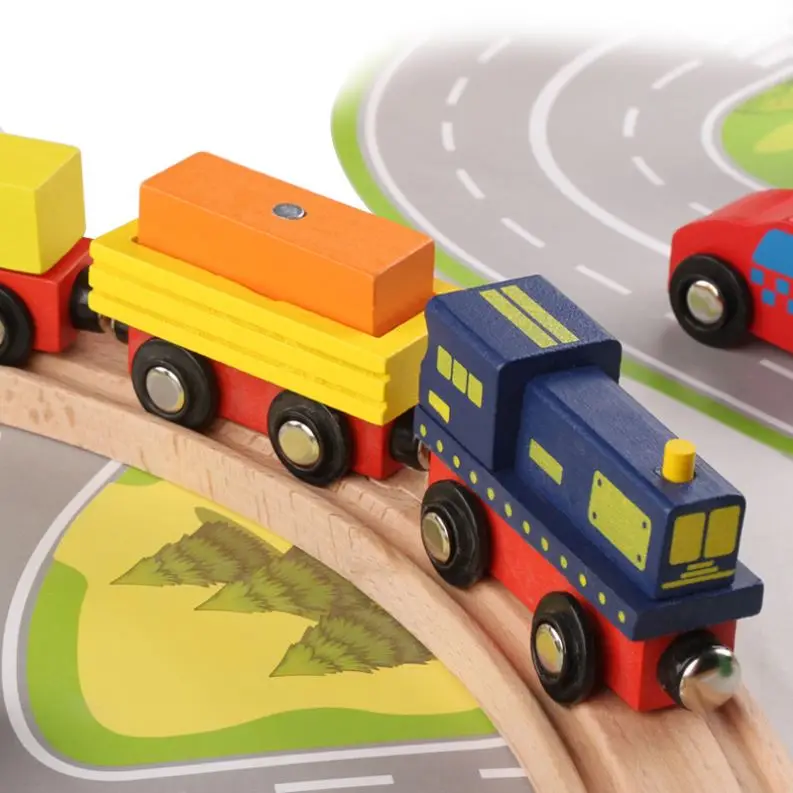 Promotion high quality 95PCS wooden train track set toysMontessori classic educational for boys girls