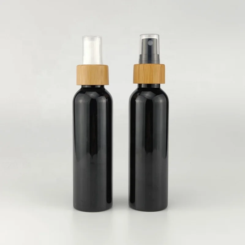 mist sprayer black plastic PET bottle 50 ml 60 ml 100 ml 150 ml 200 ml 250 ml 300 ml 500 ml cosmetic bottles bamboo spray bottle