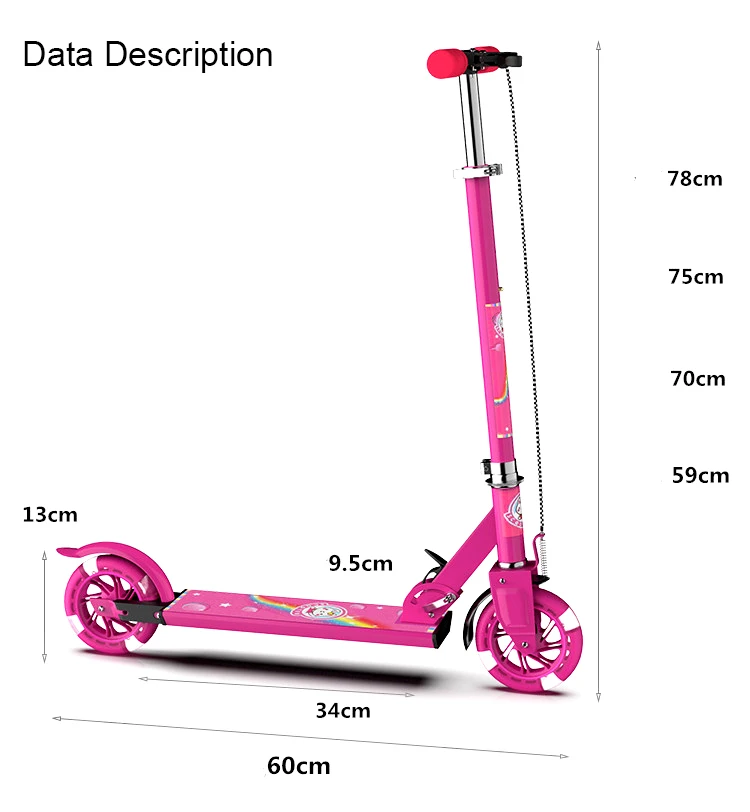 High quality pink color kick scooters for kids