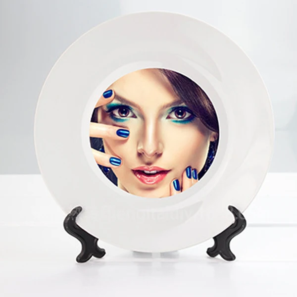Sublimation 8 inches Plate Ceramic Round Sublimation Photo Plates Custom Printing Dish Dinn