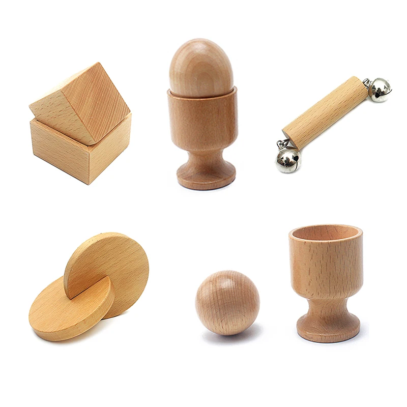 Montessori Materials Infant Toys Object Fitting Exercise Egg Cup Ball Cup Cube Box Two Round Coin Solid Wood Hand Grasping Toy