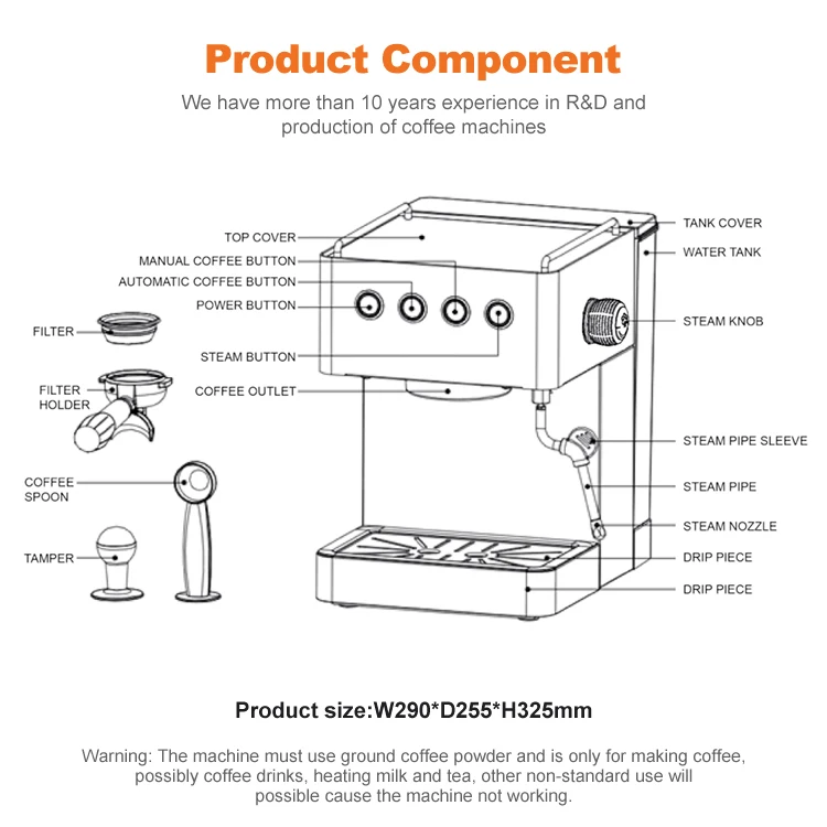 Gemilai CRM3005G Best italian coffee makers small manual automatic espresso coffee machine for office home