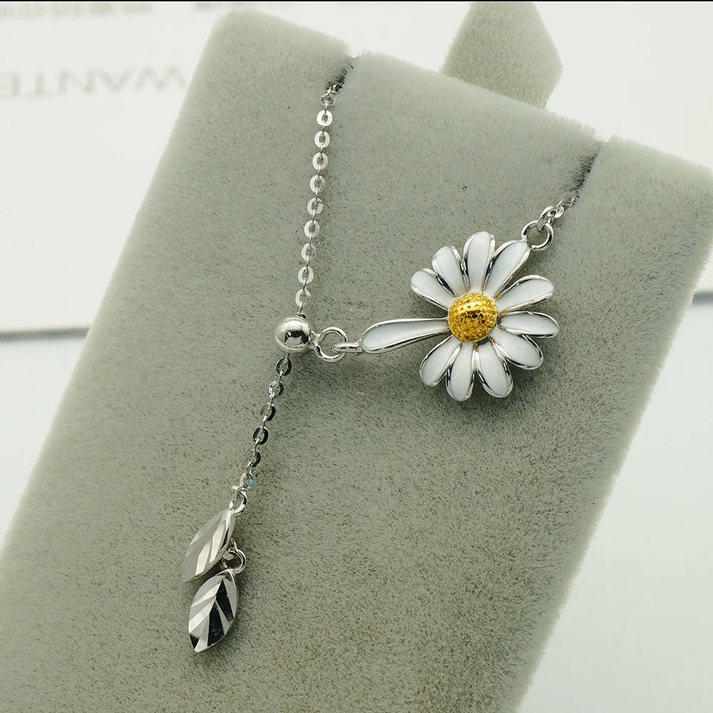 Wholesale 925 sterling silver fashion jewelry  flower pendant adjustable necklace jewelry