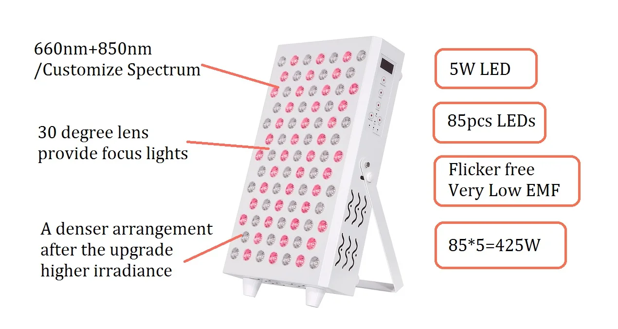 Desktop 360W 660Nm 850Nm Near Infrared Therapy Light Facial Skin Care 0-9999Hz Pulse Led Red Light Therapy