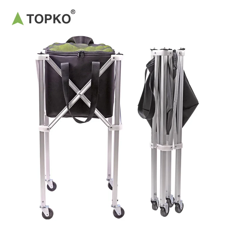 TOPKO Folding Tennis Storage Basket Easy Carrying & Folding Large Storage Movable Trolley Tennis Ball basket Tennis Ball Cart