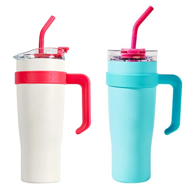 2023 New design Custom Logo 40oz Double Wall Stainless Steel 304 vacuum insulated tumbler with handle and straw