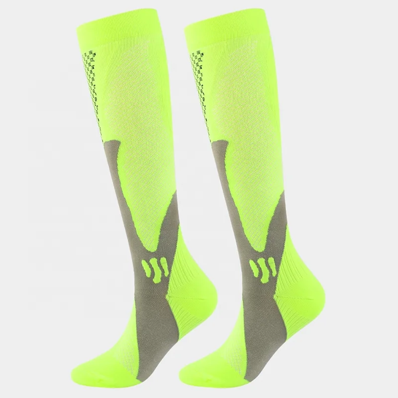 Custom unisex fashion coolmax spandex knee high men cycling sport socks 20-30mmhg compression socks