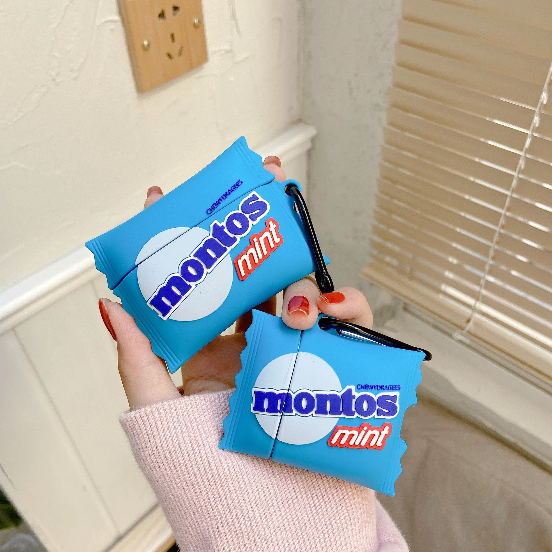 Hot Sale 3D Cartoon Mentos Mint Design Earphone Case with Keychain for Airpods Pro Funny Cute Candy Style Cover for Airpods 1/2