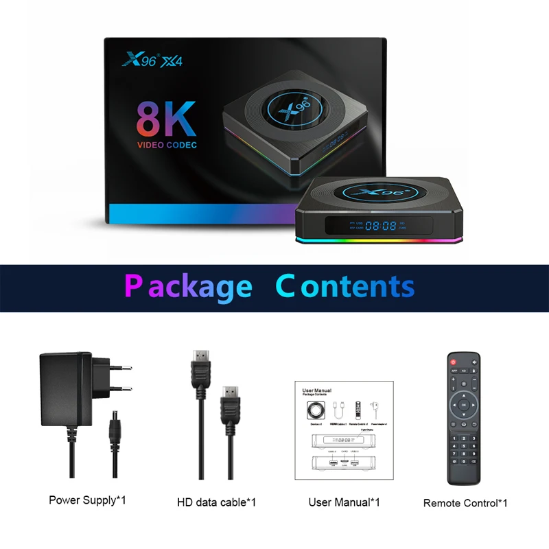 New Android 11.0 Leadcool Set Top Box X96 X4 Smart TV Box 4G Rom USB 3.0 8K HDR Screen BT 4.1 Quad Core S905X4