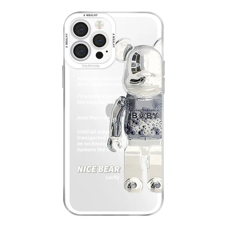 High quality cute gloomy bear phone case with stickers and lanyards for iphone 1514 pro max