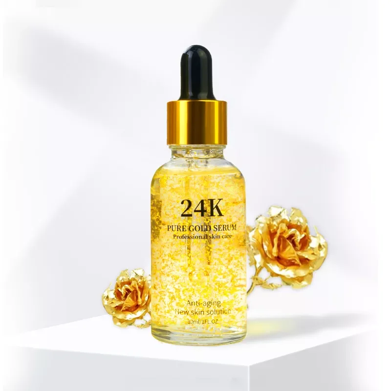 Own Brand 24K Serum Organic Facial Essence Refreshing Moisturizing Caviar Peptide 24K Pure Gold Facial Serum