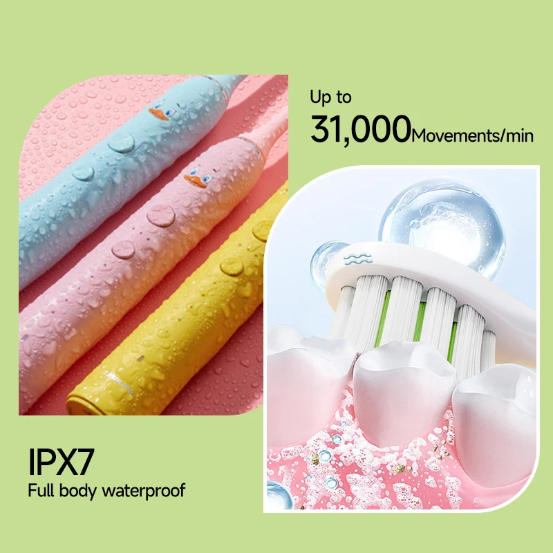 2024 Toothbrush and toothpaste set Ipx7 Waterproof Portable Smart Automatic Electric Toothbrush For Kids