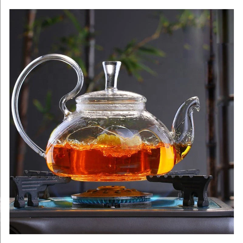 High quality Heat Resistant Glass Tea Pot Set High clear borosilicate glass tea maker pot with infuser