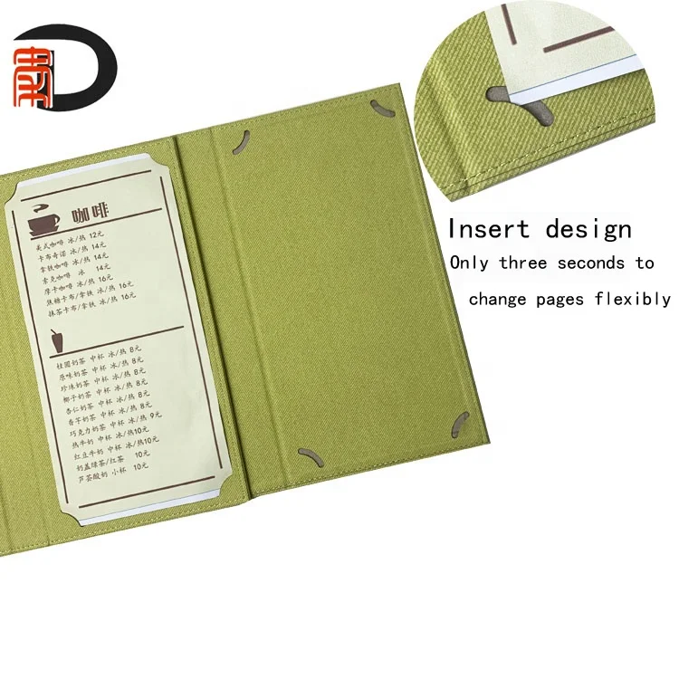 Texture and fashion restaurant menu book clip can be removed and replaced at any time