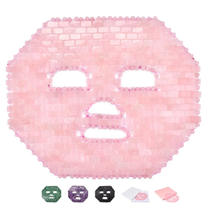 Wholesale Natural Gemstone Face Mask Custom Private Label Rose Quartz Amethyst Jade Mask with Box